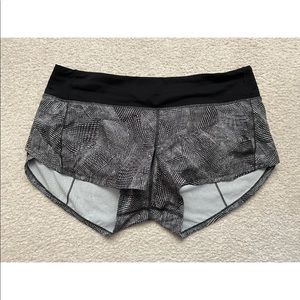 Lululemon Run Speed Shorts, Size 8, Black & White
